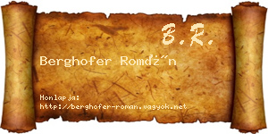 Berghofer Román névjegykártya